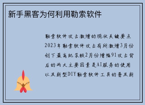 新手黑客为何利用勒索软件 